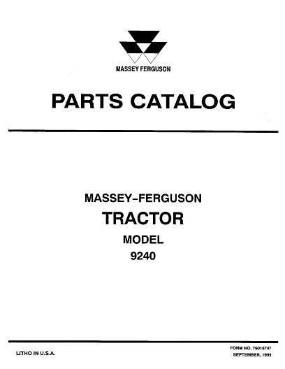 AGCO 9240 Tractor Parts Book 79016747 English