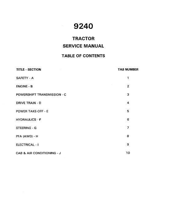 AGCO 9240 Tractor (packet) Service Manual 1449269M1 English