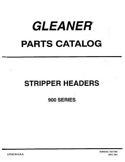 AGCO 925 900 Series Stripper Header (prior sn 45101) Parts Book 79017383 English