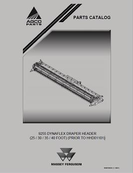 AGCO 9255 DynaFlex Draper Header (25 to 40 ft, prior to HHD01101) Parts Book 652016NAC English
