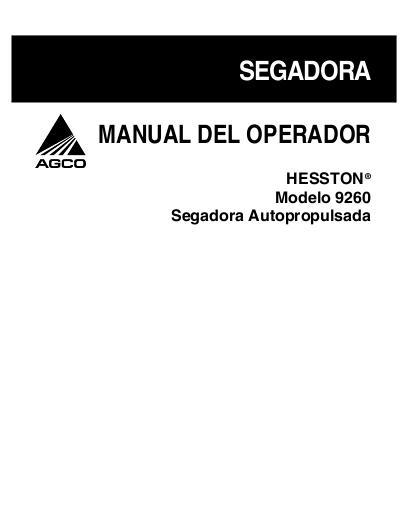 AGCO 9260 Windrower Tractor Operator Manual 700727021E Spanish