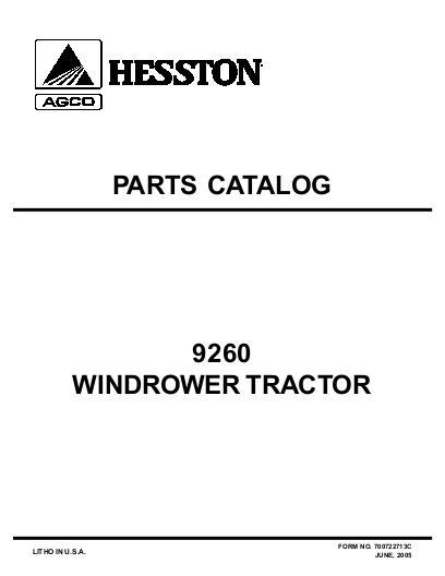 AGCO 9260 Windrower Tractor Parts Book 700722713C English
