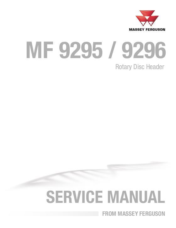 AGCO 9295 9296 Rotary Disc Header Service Manual 4283611M1 English