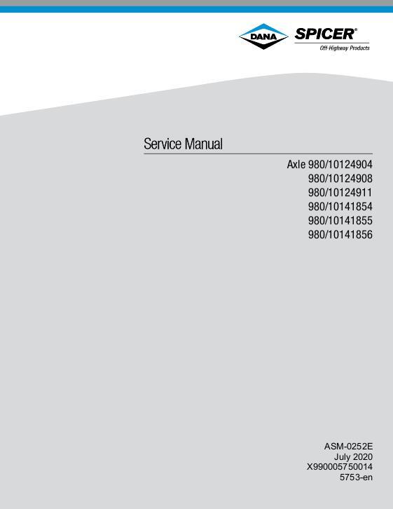 AGCO 930 933 936 939 942 Dana 980 Front Axle (section) Service Manual 72663058 English