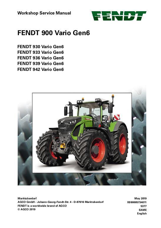 AGCO 930 933 936 939 942 Gen6 Tractor Service Manual 72649811 English