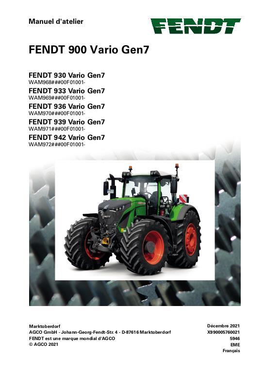 AGCO 930 933 936 939 942 Gen7 Tractor (packet) Service Manual 72666889 French