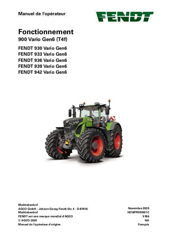 AGCO 930 933 936 939 942 Tractor (No Am, Gen 6, operation) Operator Manual 72663896 French 1 AGCO 930 933 936 939 942 Tractor (No Am, Gen 6, operation) Operator Manual 72663896 French