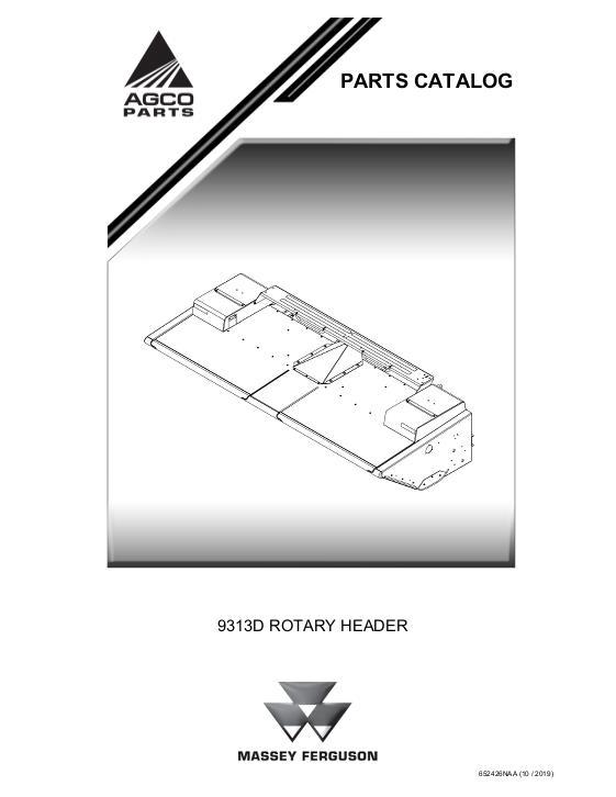 AGCO 9313D Rotary Header Parts Book 652426NAA English