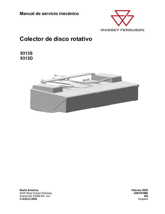 AGCO 9313S 9313D Rotary Disc Collector Service Manual 4283705M2 Spanish