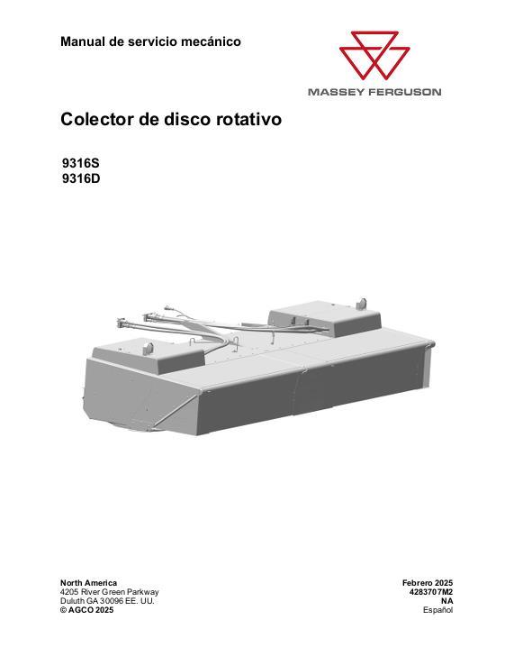 AGCO 9316S 9316D Rotary Disc Collector Service Manual 4283707M2 Spanish