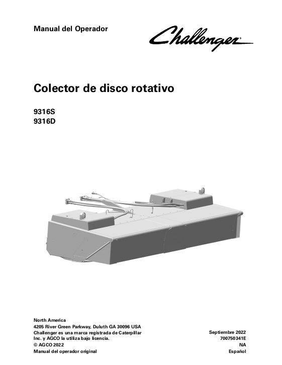 AGCO 9316S 9316D Rotary Disc Header Operator Manual 700750341E Spanish 1 AGCO 9316S 9316D Rotary Disc Header Operator Manual 700750341E Spanish