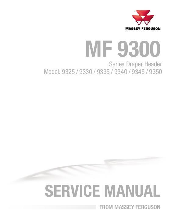 AGCO 9325 9330 9335 9340 9345 9350 DynaFlex Draper Header Service Manual 4283632M1 English