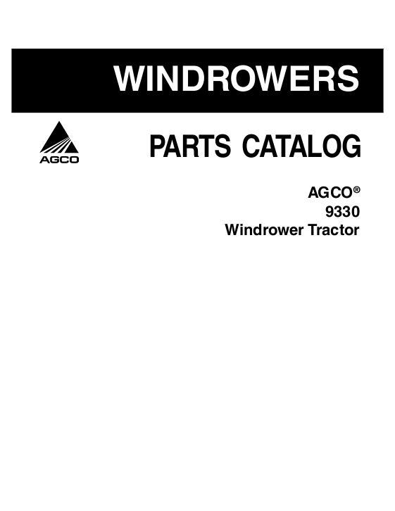 AGCO 9330 Windrower Tractor Parts Book 700730278B English