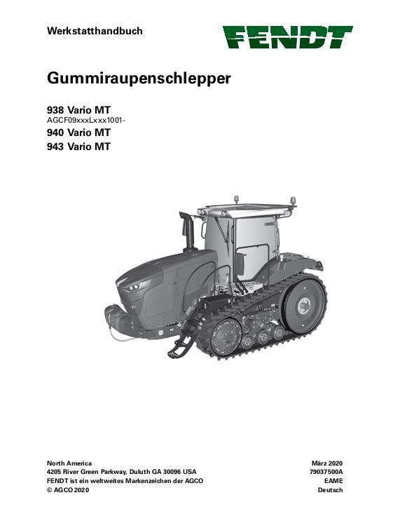AGCO 938 Vario MT 940 Vario MT 943 Vario MT (Stage V) (packet) Service Manual 79037500A German