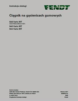 AGCO 938 Vario MT 940 Vario MT 943 Vario MT Tractor (CE) Operator Manual 608961D1A Polish 1 AGCO 938 Vario MT 940 Vario MT 943 Vario MT Tractor (CE) Operator Manual 608961D1A Polish