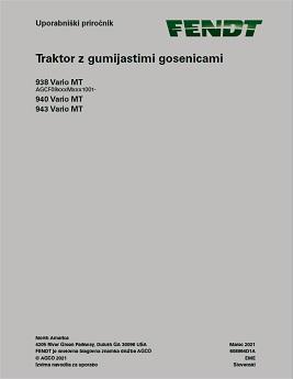 AGCO 938 Vario MT 940 Vario MT 943 Vario MT Tractor (CE) Operator Manual 608964D1A Slovenian 1 AGCO 938 Vario MT 940 Vario MT 943 Vario MT Tractor (CE) Operator Manual 608964D1A Slovenian