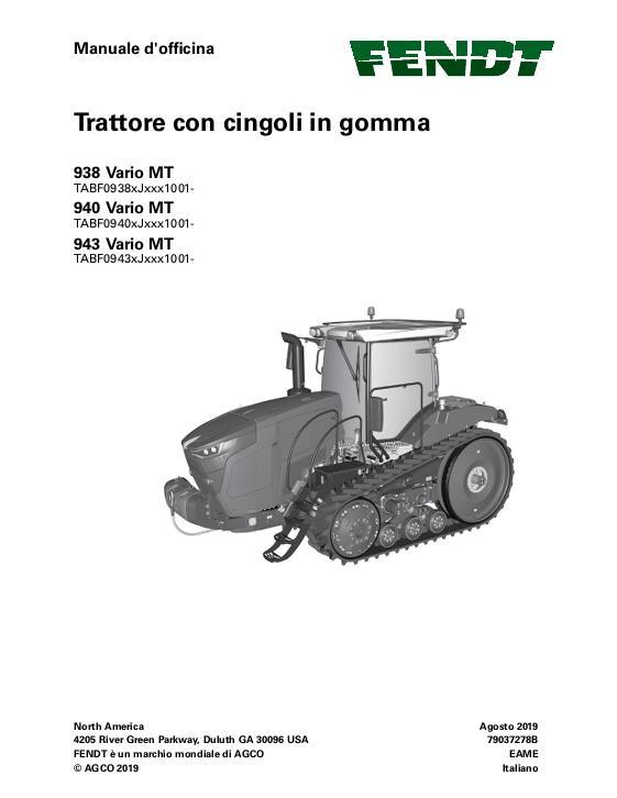 AGCO 938 Vario MT 940 Vario MT 943 Vario MT Tractor (packet) Service Manual 79037278B Italian