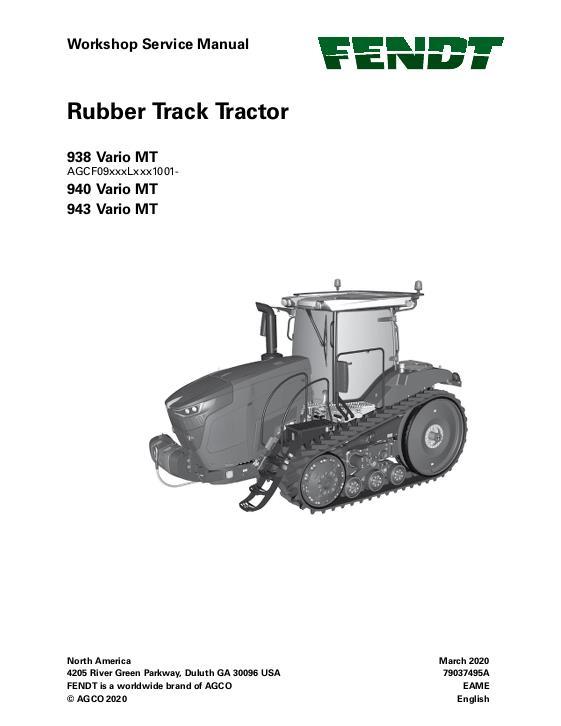 AGCO 938 Vario MT 940 Vario MT 943 Vario MT (stage V) (packet) Service Manual 79037495A English