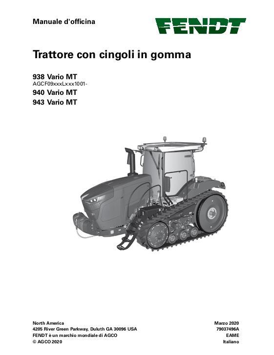 AGCO 938 Vario MT 940 Vario MT 943 Vario MT (stage V) (packet) Service Manual 79037496A Italian
