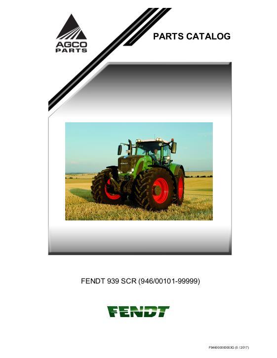 AGCO 939 Tractor (SCR, serial prefix 946) Parts Book F946000G English