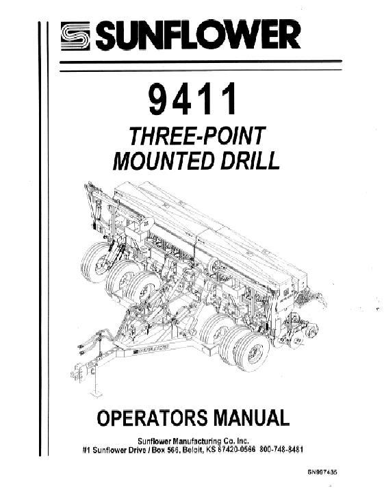 AGCO 9411 Grain Drill (3 point) Operator Manual SN997435 English