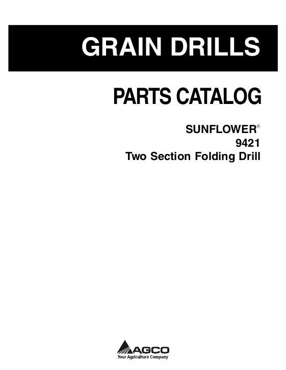 AGCO 9421 Grain Drill (2 section) Parts Book 79023733B English