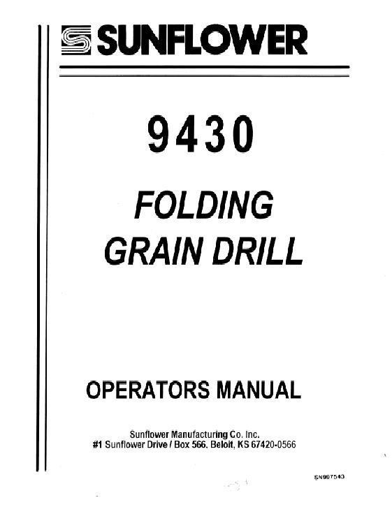 AGCO 9430 Grain Drill (3 section, folding) Operator Manual SN997543 English 1 AGCO 9430 Grain Drill (3 section, folding) Operator Manual SN997543 English