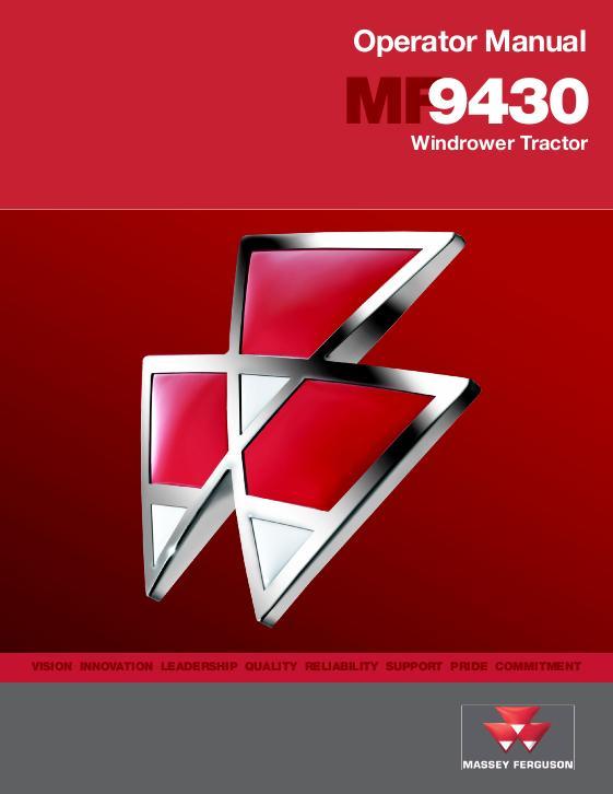 AGCO 9430 Windrower Tractor Operator Manual 700730402E English