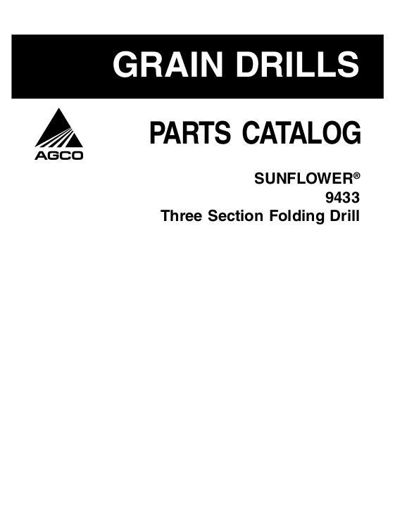 AGCO 9433 Grain Drill (3 section, folding) Parts Book 79023737B English
