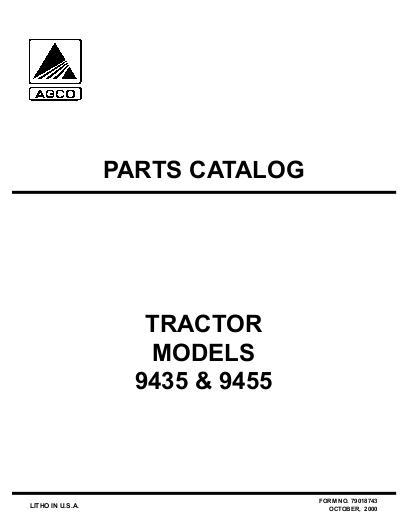 AGCO 9435 9455 Tractor Parts Book 79018743 English