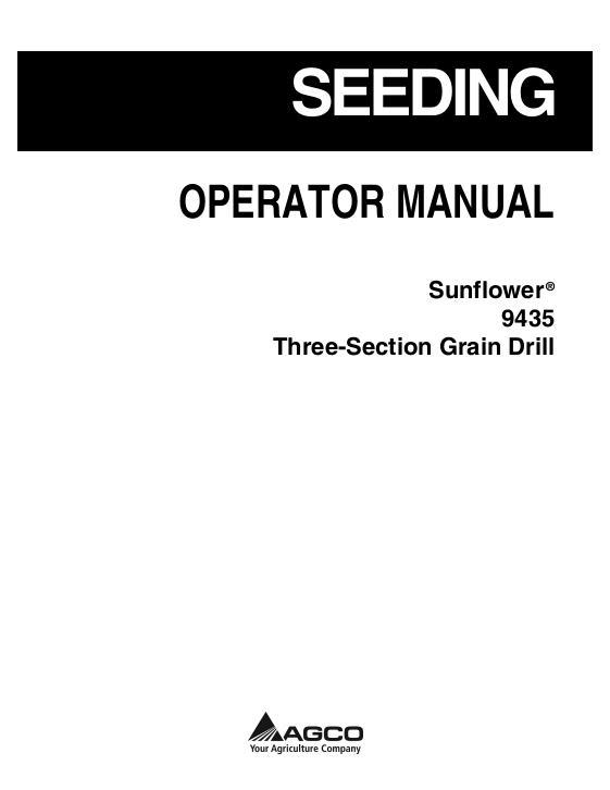 AGCO 9435 Grain Drill (3 section) Operator Manual 9971168SNE English