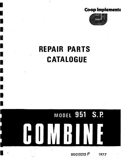 AGCO 951 Combine (1977) Parts Book 10215P English