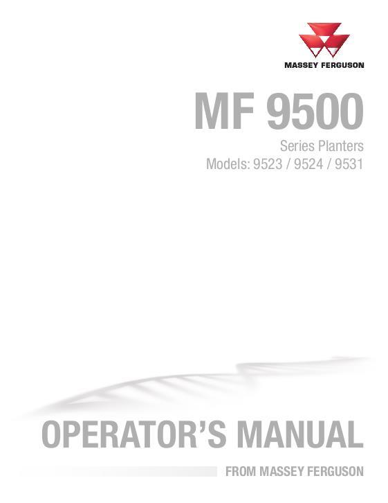 AGCO 9523 9524 9531 Planter Operator Manual 700744265B English