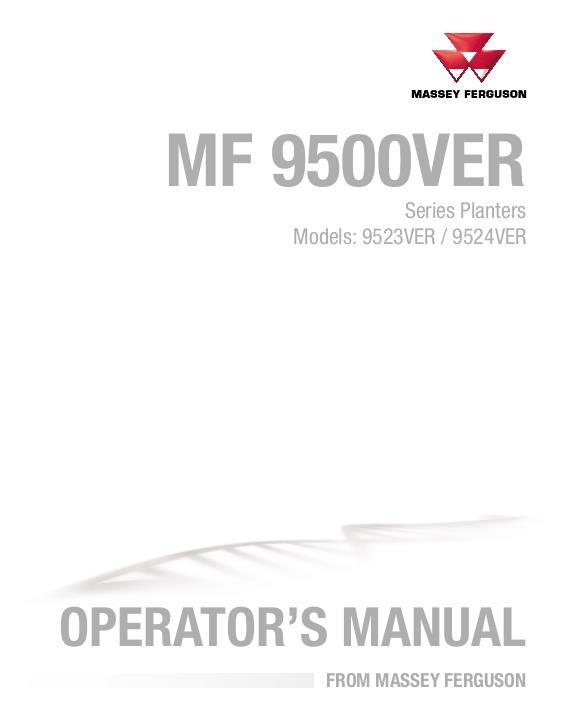 AGCO 9523VER 9524VER Planter Operator Manual ACW517118A English 1 AGCO 9523VER 9524VER Planter Operator Manual ACW517118A English