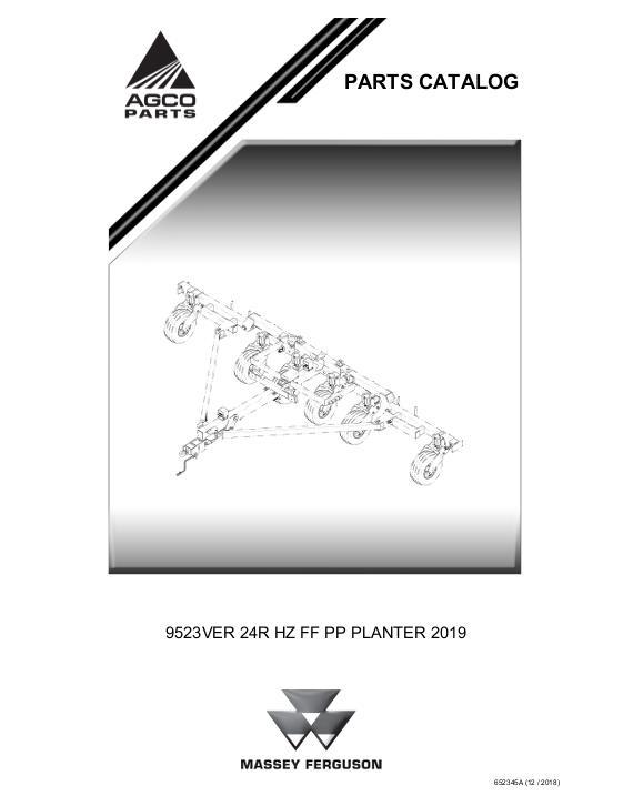 AGCO 9523VER Planter Parts Book 652345A English