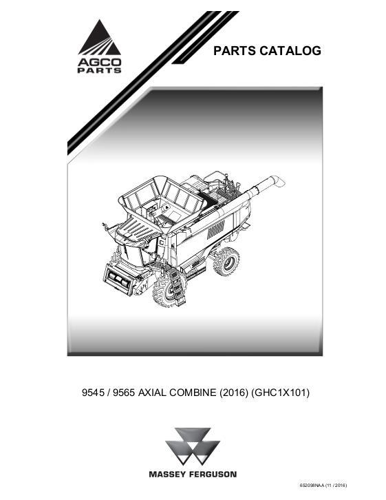 AGCO 9545 9565 Combine (eff GHC1x101, 2016) Parts Book 652098A English