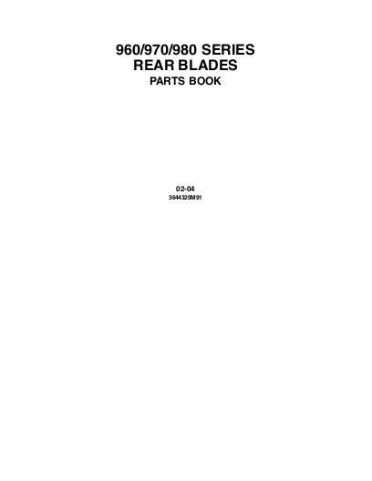 AGCO 960 970 980 Rear Blade Parts Book 3644329M91 English
