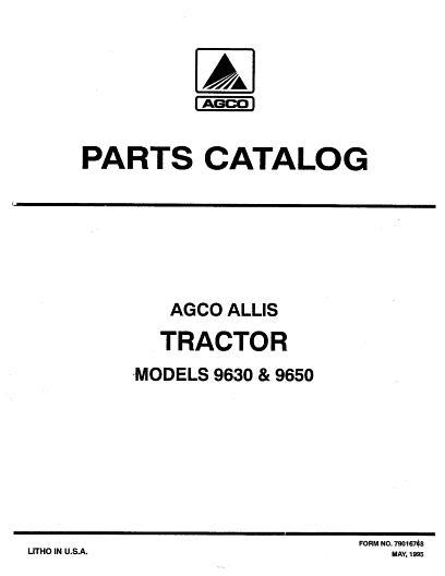 AGCO 9630 9650 Tractor Parts Book 79016748 English