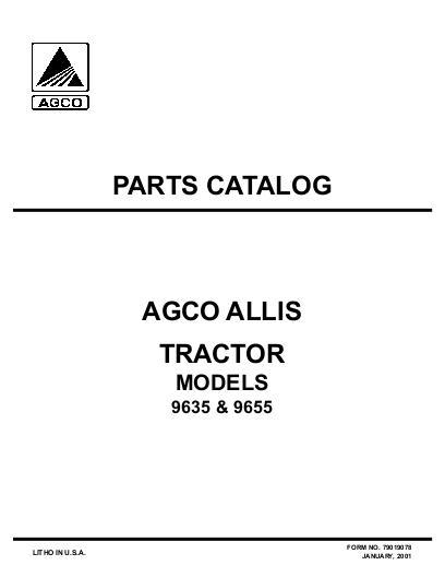 AGCO 9635 9655 Tractor Parts Book 79019078 English