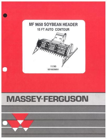 AGCO 9650 Soybean Header (15 ft, Auto Contour) Parts Book 651683M91 English