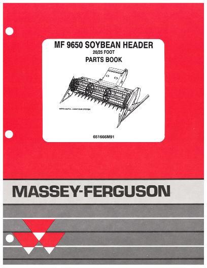 AGCO 9650 Soybean Header (20 ft 25 ft) Parts Book 651666M91 English