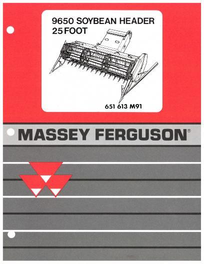 AGCO 9650 Soybean Header (25 ft) Parts Book 651613M91 English