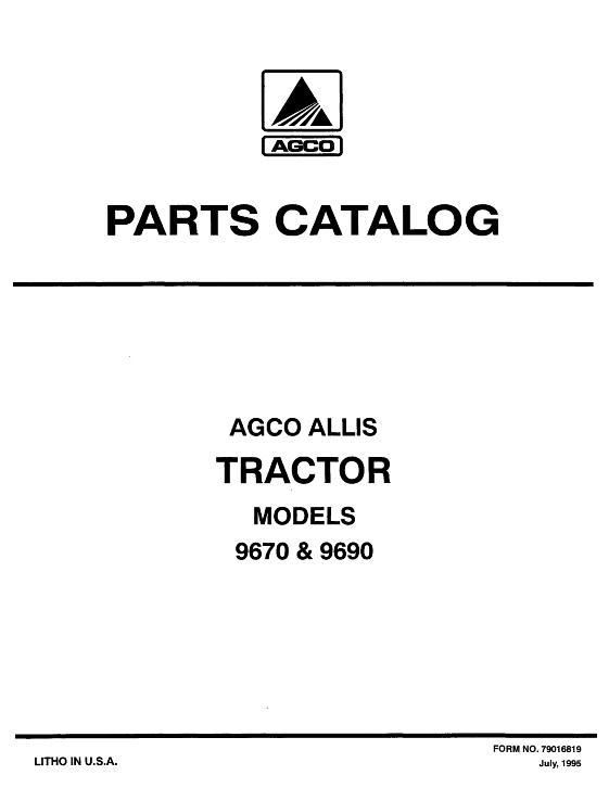 AGCO 9670 9690 Tractor Parts Book 79016819 English