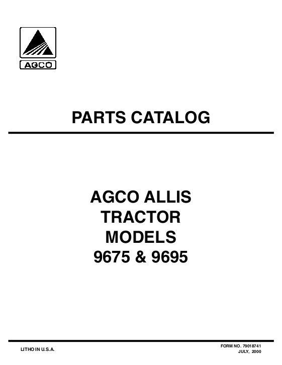 AGCO 9675 9695 Tractor Parts Book 79018741 English