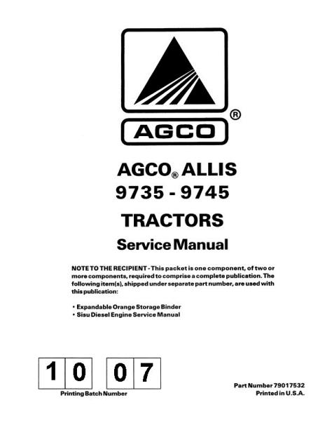 AGCO 9735 9745 Tractor (packet) Service Manual 79017532 English