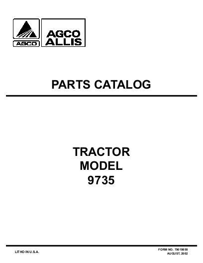 AGCO 9735 Tractor Parts Book 79019858 English