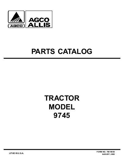 AGCO 9745 Tractor Parts Book 79019859 English