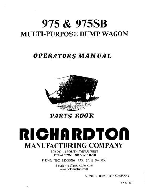 AGCO 975 975SB Richardton Dump Wagon Operator Manual SN997831 English 1 AGCO 975 975SB Richardton Dump Wagon Operator Manual SN997831 English