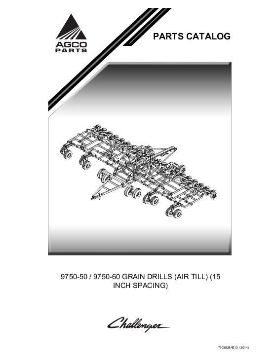 AGCO 9750 Grain Drill (air till, 15 inch spacing) Parts Book 79035284E English