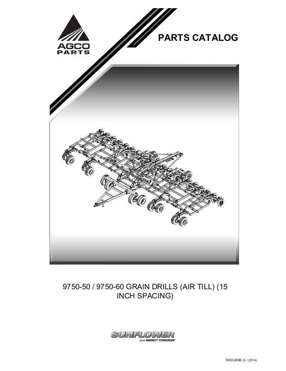 AGCO 9750 Grain Drill (air till, 15 inch spacing) Parts Book 79035288E English